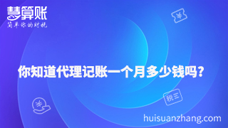 你知道代理记账一个月多少钱吗？